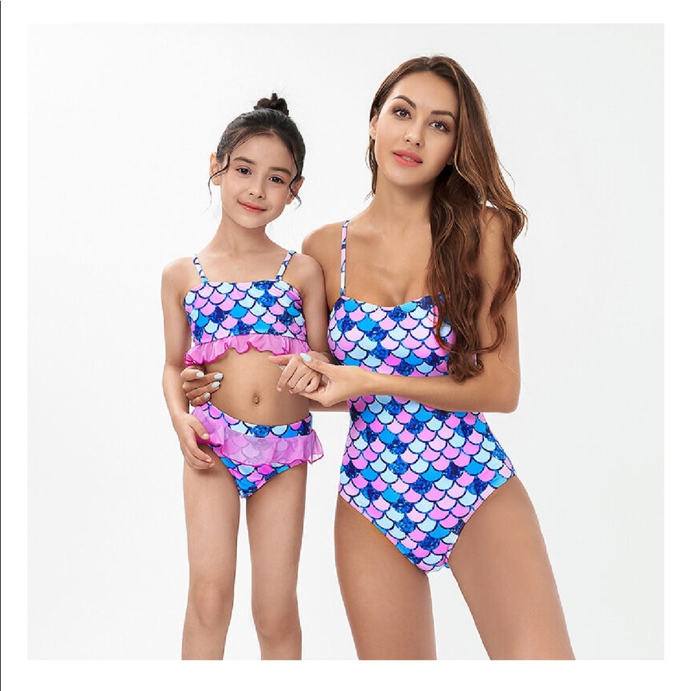 NWT Boutique Girls Mermaid Scale Bikini, girls size 10